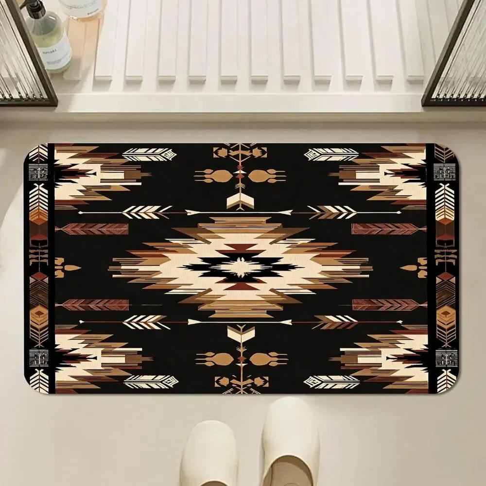 Southwestern Aztec Bath Mat 17x24 Diatomaceous Earth Non Slip Absorbent Washable